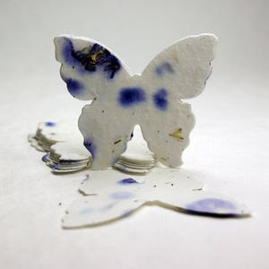 Seed Paper Butterflies 3"w x 2.85"h Wildflower Blue Flower Petals #04s for Weddings or Memorials set of 24