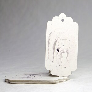 Polar Bear Gift Tag set of 24 Recycled Paper 3" long by 1.5" wide Holiday Xmas