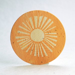 Sun Seed Paper Large Circles 3.25" diameter White Cotton Wedding Favors Set of 12 - Planting Directions on Reverse