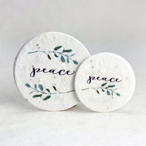 Peace | Seed Paper Circles | Olive Branch Watercolor Art | Wildflower Seed Paper | 1.5&quot; or 2&quot; Diameter