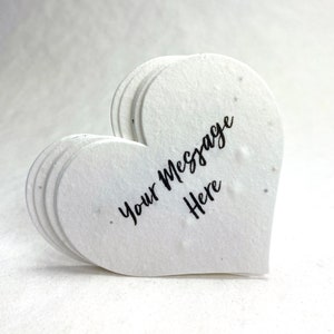 Your Message Here | Custom, Personalized Large Seed Paper Hearts Set of 18 | Wildflower Seeds | Choose your Paper