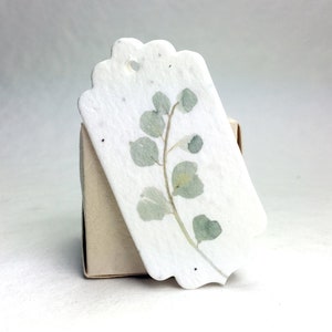 Eucalyptus Wildflower Handmade Seed Paper Gift Tag -  3" long by 1.5" wide with Plant me message - Set of 12 or 96