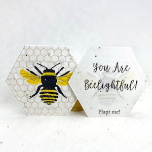 Beelightful Hexagon Seed Paper Tag Honeycomb Wildflower Cotton for Weddings or Events - Plant me! Set of 24
