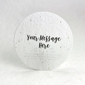 Custom Personalized Large Wildflower Seed Paper Circles | 3.25" Diameter | Add Your Message | Set of 12 | Optional Planting Directions