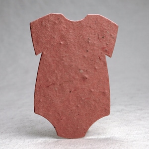 Infant Bodysuit  Shape Pink Recycled Seed Paper 3" x 2" Wildflower Lotka 68s for Baby Showers set of 24