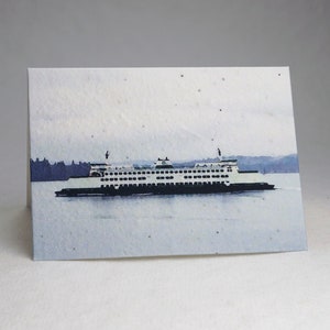 Seattle Ferry Print Wildflower Seed Paper Handmade Blank Recycled Card set of 3 or 10