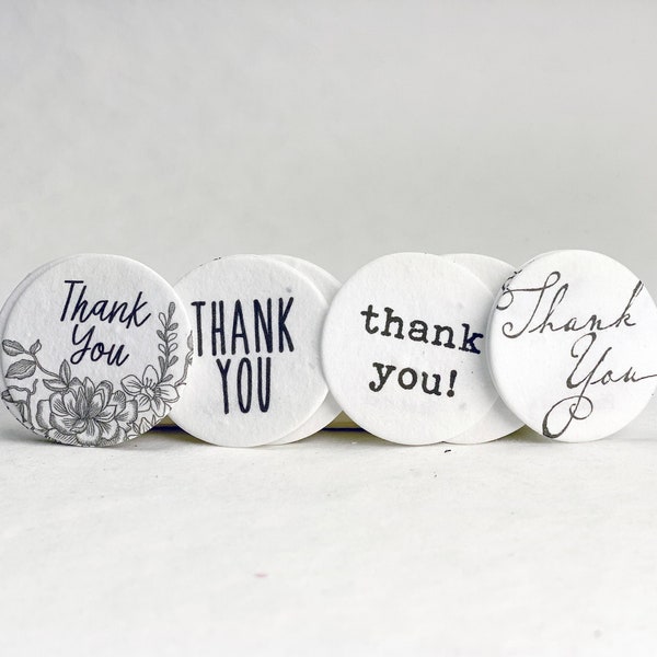 Thank You | Wildflower Seed Paper Tags | 1.5" Circles | "Plant Me" on Reverse | Set of 20