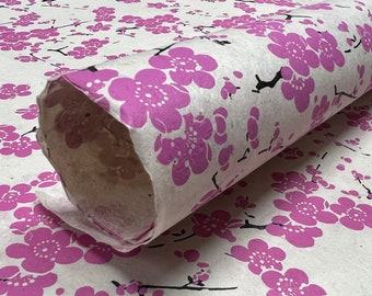 Pink Cherry Blossom Valentines Lotka Wrapping Paper Holiday Gift Wrap 3 sheets Branch and Flower Print