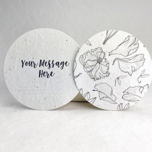 Custom, Personalized Large Seed Paper Circles | 3.25" Diameter | Your choice of image | Add Your Message | Set of 12