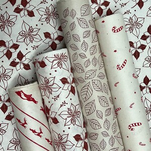 Of The Earth Seed Paper 20x30 handmade sheet gift wrap, wrapping paper, Christmas Reds Mixed set of 4 or 12