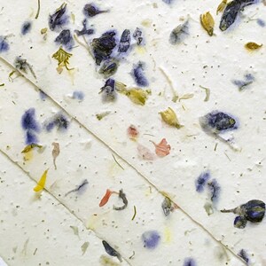 Purple Flower Petals and Wildflower Seeds - 100% Recycled Fiber - Handmade Paper #45s - Set of 3 Sheets