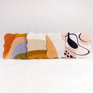 Modern Earthy Tones | Wildflower Seed Paper Tags | 1.75" x 1.75" | Planting Directions on Reverse | Set of 20