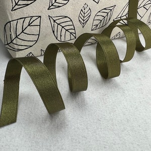 Luscious Double Faced Satin Ribbon Green Holiday Decorating, Gift Wrapping - 3/8&quot; wide by 8 yard length
