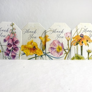 Thank You Watercolor Floral | Large Tags 2.5" wide by 3.375" tall | Handmade Wildflower Seed Paper | Set of 8