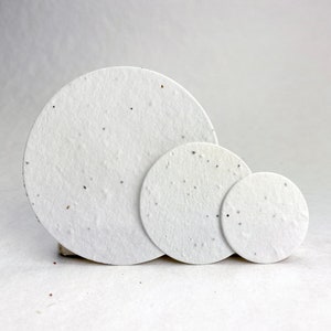 Seed Paper Circles Wildflower Round White Cotton Shapes for Weddings or Events set of 24 - 1.5", 2", or 3.25" Diameter