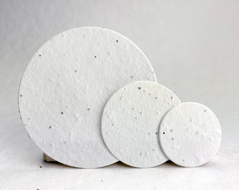 Seed Paper Circles Wildflower Round White Cotton Shapes for Weddings or Events set of 24 - 1.5", 2", or 3.25" Diameter