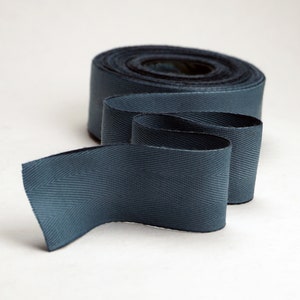 Hand Dyed Natural Cotton Twill Tape Ribbon 36mm 1.5" Blue Grey three yard cutting #008 Made in the USA