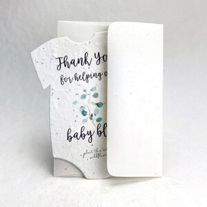 Large Infant Bodysuit Shape Baby Blooms - 3.5" x 5" - Seed Paper - for Baby Showers or Birth Announcements - Set of 8 with Envelopes