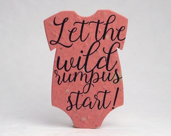 Infant Bodysuit  Shape Wild Rumpus Seed Paper 3" x 2" Wildflower Recycled Lotka Pink for Baby Showers set of 12