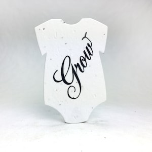Infant Bodysuit  Shape | Grow | Seed Paper 3" x 2" | Wildflower Cotton #10s for Baby Showers | Set of 12