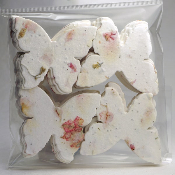 Bulk Seed Paper Butterflies 3"w x 2.85"h Wildflower Pink Flower Petals #24s for Weddings or Memorials set of 100