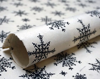 Of The Earth Seed Paper 20x30 handmade sheet gift wrap, wrapping paper, Black Snowflake set of 3