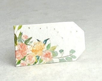Watercolor Floral Tags | Wildflower Seed Paper | Tiny Tags 1.25" x 2.25" | Set of 12