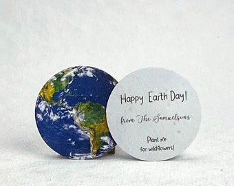 Custom Earth Day 2024 Happy Earth Day - Earth Seed Paper Circle 2 inch diameter Wildflower Cotton for Events - Set of 24