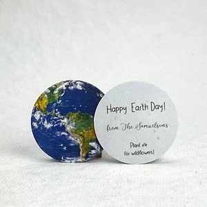 Custom Earth Day 2025 Happy Earth Day - Earth Seed Paper Circle 2 inch diameter Wildflower Cotton for Events - Set of 24