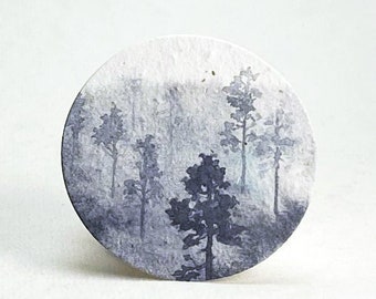 Pacific Northwest Forest Trees Seed Paper Large Circles 3.25" diameter - Event or Wedding Favors set of 12 - Planting Directions on Reverse