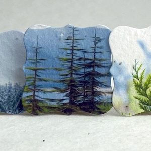 Holiday Pacific Northwest Forest Tags | Set of 12 or 96 |Wildflower Seed Paper Tags | 2.5" x 2.5" | Planting Directions on Reverse