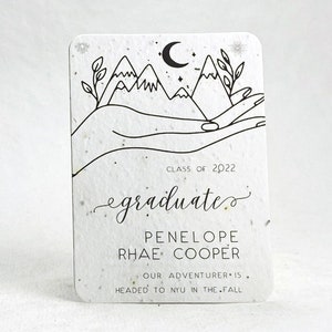 Custom, Personalized Seed Paper Graduation Annoucements | Wildflower Plantable Seed Paper | Choose your Art | Set of 8 with Envelopes