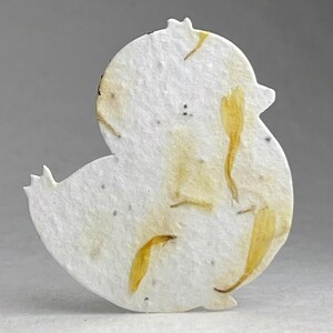 Baby Chick Shape Handmade Wildflower Seed Paper Tags with Real Petals - 2.3" x 2.5" - Shower or Birthday Favors - Set of 24 or 96