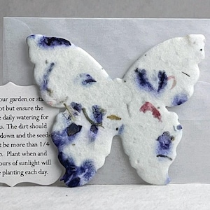 Seed Paper Butterflies 3"w x 2.85"h Recycled Flower Petals set of 24 with envelope and planting guide - Pick Your Paper
