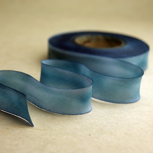 Hand Dyed Silk Ribbon - Blue Variegated Blend 517 - 3 yards Bias Cut Length - Five Widths - 1/2", 5/8", 1", 1.5", 2.5"