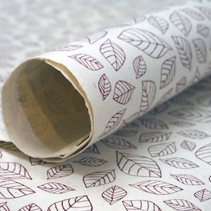 Of The Earth Seed Paper | 20x30 Handmade Sheet | Gift Wrapping Paper | Red Skeleton Leaf | Set of 3, 10, or 20
