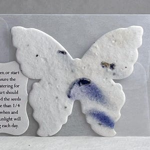 Seed Paper Butterflies 3"w x 2.85"h #04s Recycled Purple Flower Petals set of 24 with glassine envelope and planting guide