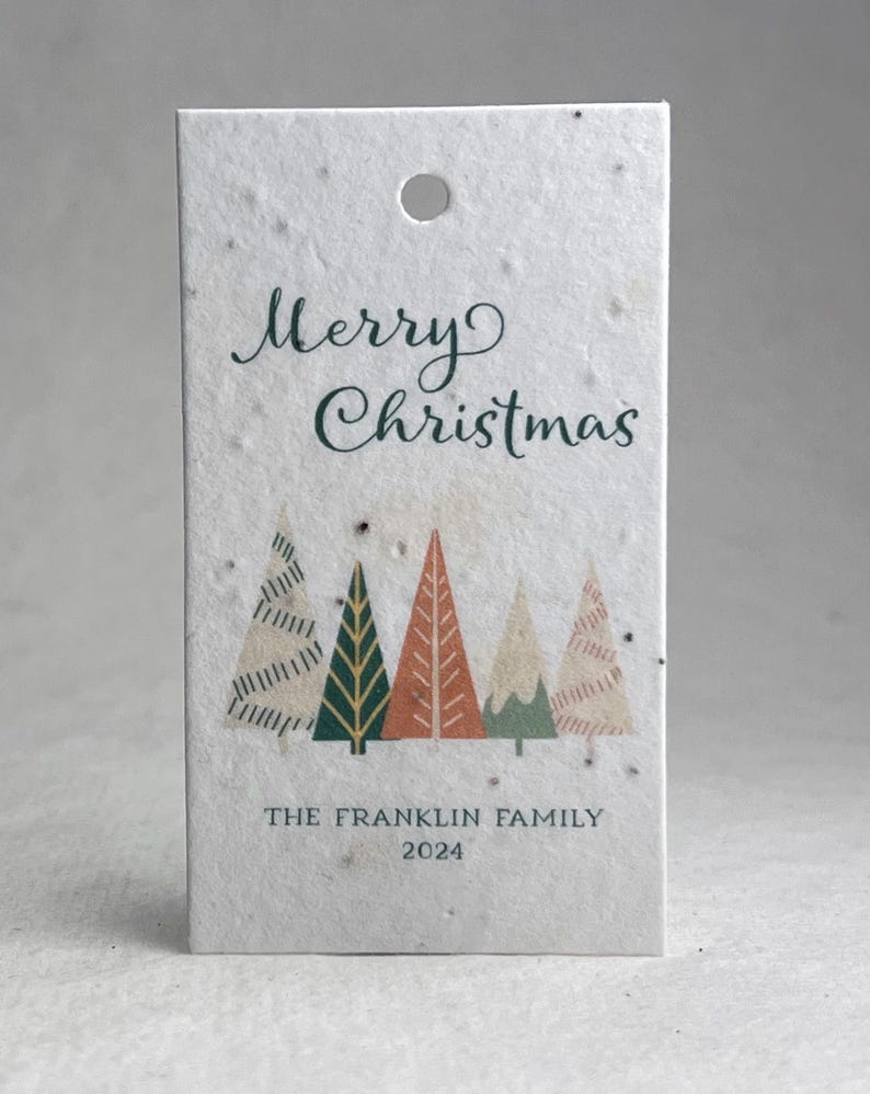 Custom, Personalized | Watercolor Trees Christmas Art | Wildflower Seed ...
