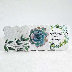 2.5" x 2.5" | Greenery Watercolor Art | Wildflower Seed Paper Tags | Set of 12 or 96 | Planting Directions on Reverse