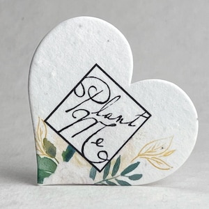 Floral Plant Me Seed Paper Hearts 2.85"w x 2.5"h Double Sided with planting instructions