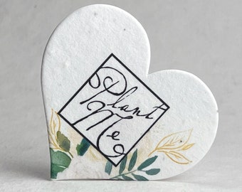 Floral Plant Me Seed Paper Hearts 2.85"w x 2.5"h Double Sided with planting instructions