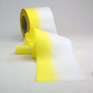 Hand Dyed Silk Ribbon Yellow and White Blend 061 3 yards Bias Cut Length Five Widths 1/2, 5/8, 1, 1.5, 2.5 image 2