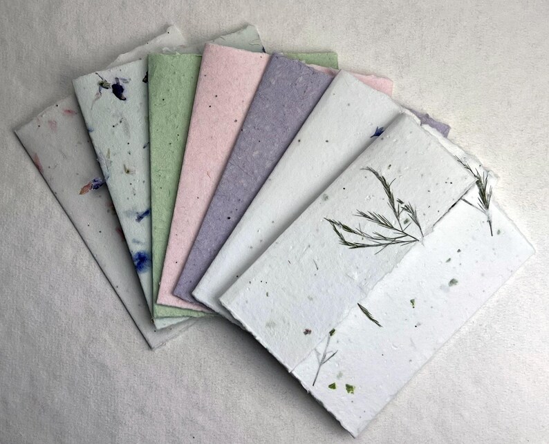 DIY Invitation Kit - Cotton Fiber Earth Friendly Petal embedded Handmade Seed Paper set of 25 6" x 9" Folding image 2