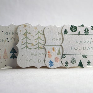 2.5" Scalloped Tags | Holiday Cute Watercolor Gift Tags | Wildflower Seed Paper | To/From on Reverse | Set of 12 or 96