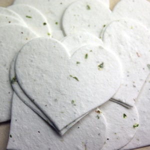 Large Green Seed Paper Hearts 2.85"w x 2.5"h Wildflower Green Chard Shapes for Weddings or Events set of 100 #03s