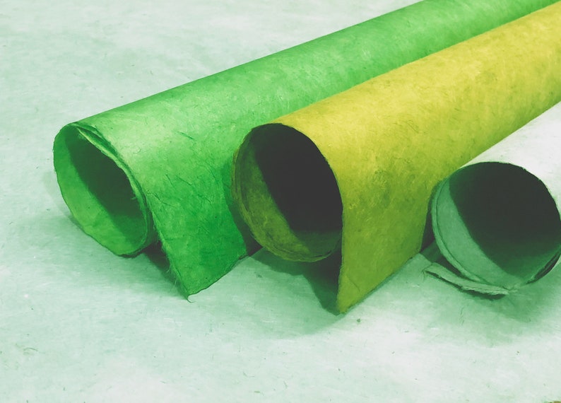 Seattle Greens set of three handmade Wrapping Paper gift wrap Grass/Sage/Cactus Lotka fiber image 1