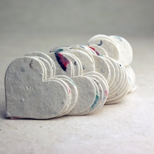 Seed Paper Hearts 1.75" x 1.5" Wildflower set of 50 Natural Junkmail #47s Lotka Recycled Fibers