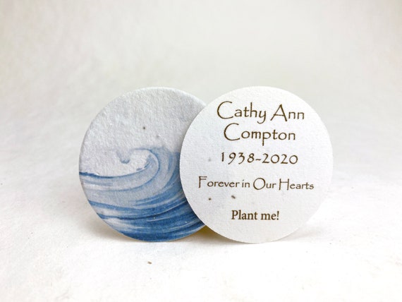 Custom, Personalized Memorial Seed Paper Circles | 2" Diameter | Your choice of image | Set of 24 | Plantable Paper with Wildflower Seeds