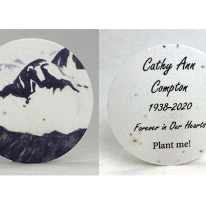 Custom, Personalized Memorial Seed Paper Circles | 2" Diameter | Your choice of image | Set of 24 | Plantable Paper with Wildflower Seeds