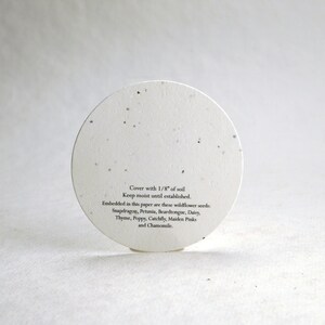 Mountain/Moon Seed Paper Large Circles 3.25 diameter White Cotton Wedding Favors set of 12 Planting Directions on Reverse image 5